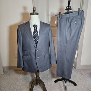 Robert Graham 42S 100% Wool 2PC Suit Blazer‎ Pants 32 x 27 Gray